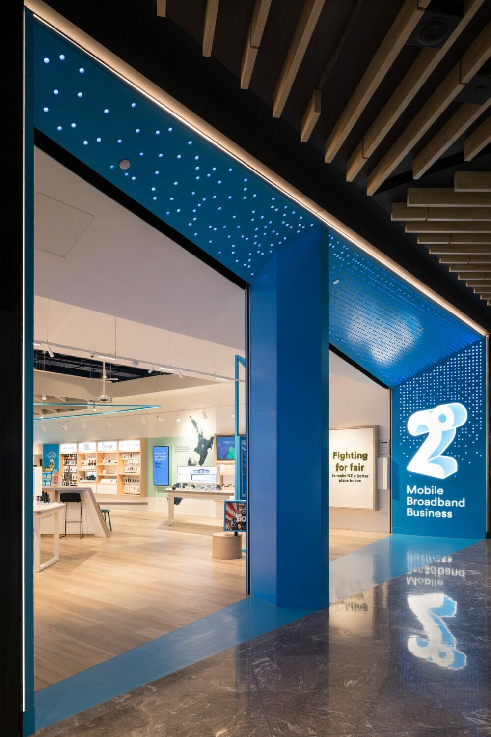 2degrees retail interior design fit-out entrance of store with brand visible
