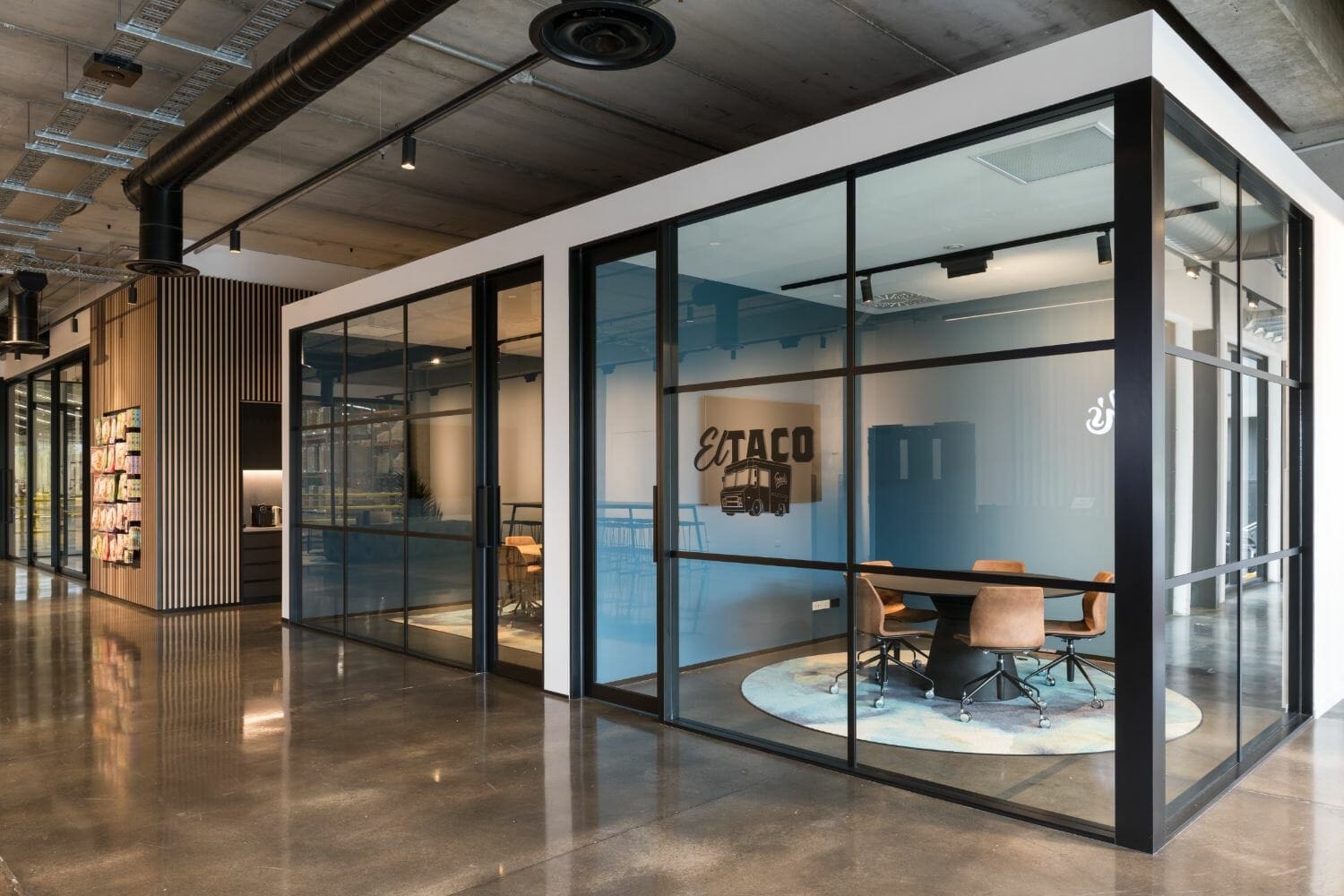 Modern sustainable office fitout featuring eco-friendly materials, energy-efficient lighting, and an inclusive workspace design by Spaceworks.